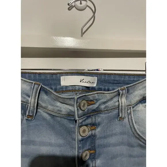 KANCAN Distressed Skinny Ankle Jeans Button Fly Women Size 11/29 Blue Denim - Picture 5 of 5